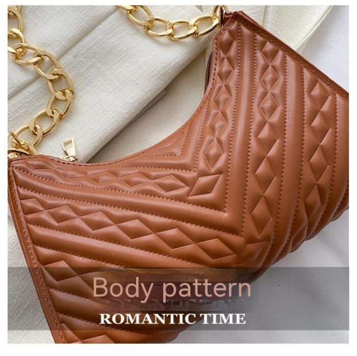 Pleated Chain Baguette Shoulder Underarm Bag - Image 10