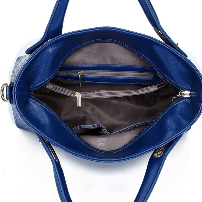Women 4Pcs Top Handle Satchel Hobo PU Leather Handbag Set Large Tote Purse  Shoulder Bag  Card Holder - Image 10