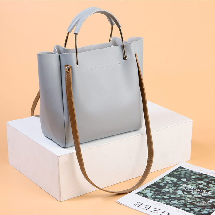 Bag Women Summer New Korean Pure Color Women's Handbag Metal Handle Leisure Shoulder Bag Women's Bag - Image 2