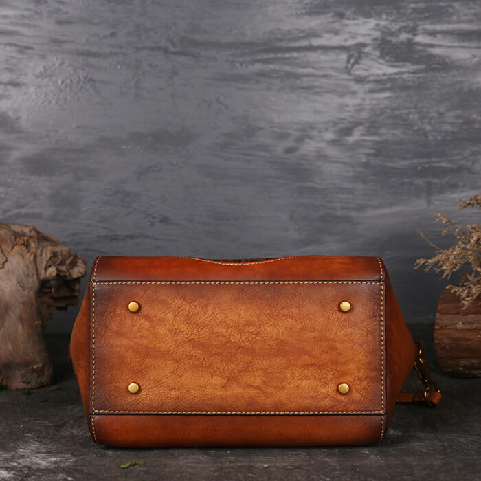 Genuine Embossed Leather Messenger Top Handle Bag Retro Handbag Totem Pattern High Quality Natural Skin Women Shoulder Tote Bags - Image 4