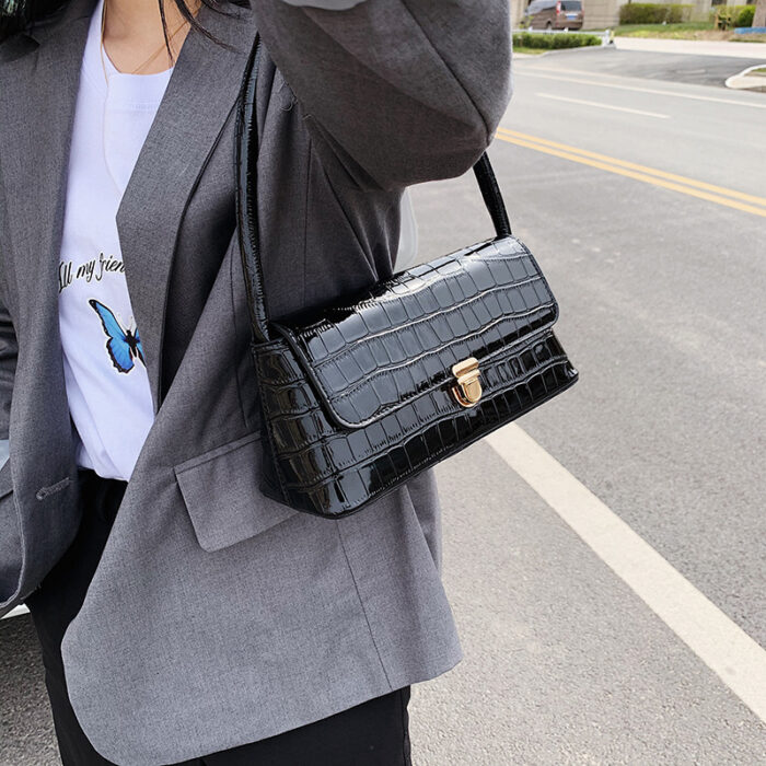Stone pattern shoulder bag underarm baguette - Image 3