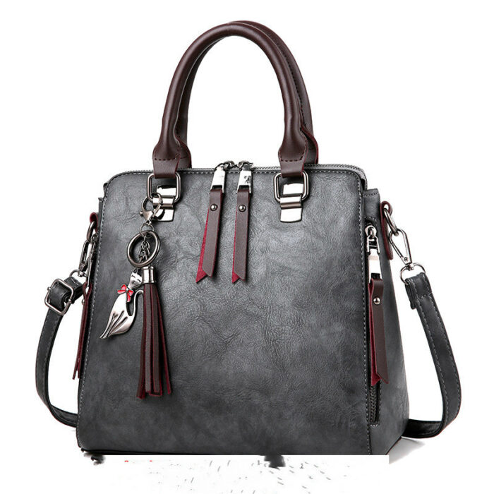 Vintage Handbag Women PU Leather Tassel Top-handle Bag Fashion Lady Tote Luxury Large Capacity Shoulder Bag - Image 6
