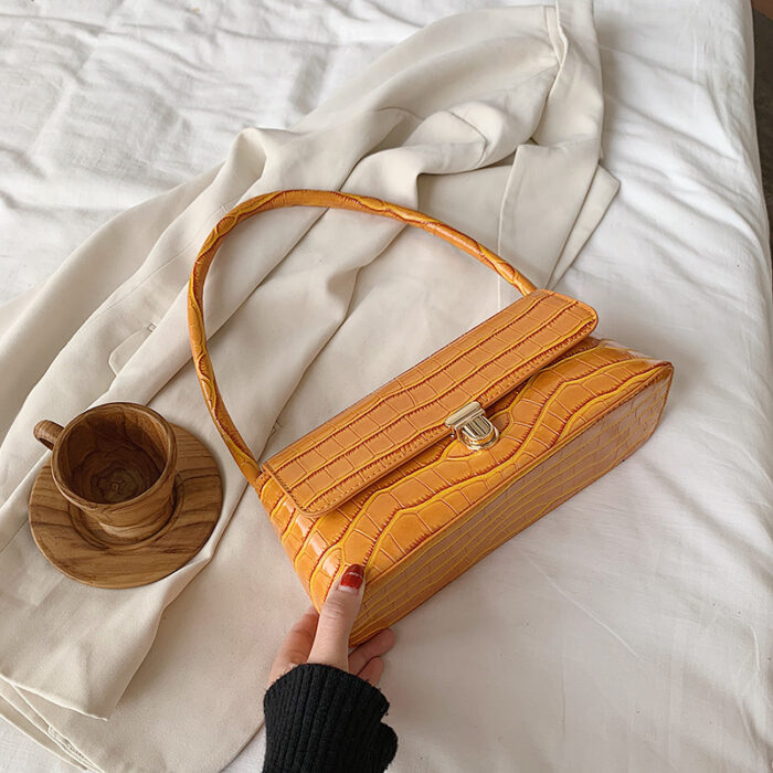 Stone pattern shoulder bag underarm baguette - Image 5