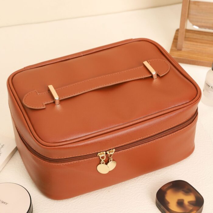 Handle-top Cosmetic Bag Ins Fashion Simple Square Handbag Toiletry Bags Travel High Capacity Portable Storage Make Up Bag - Image 4