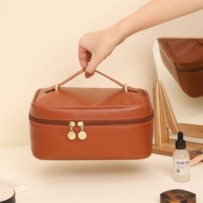 Handle-top Cosmetic Bag Ins Fashion Simple Square Handbag Toiletry Bags Travel High Capacity Portable Storage Make Up Bag - Image 6