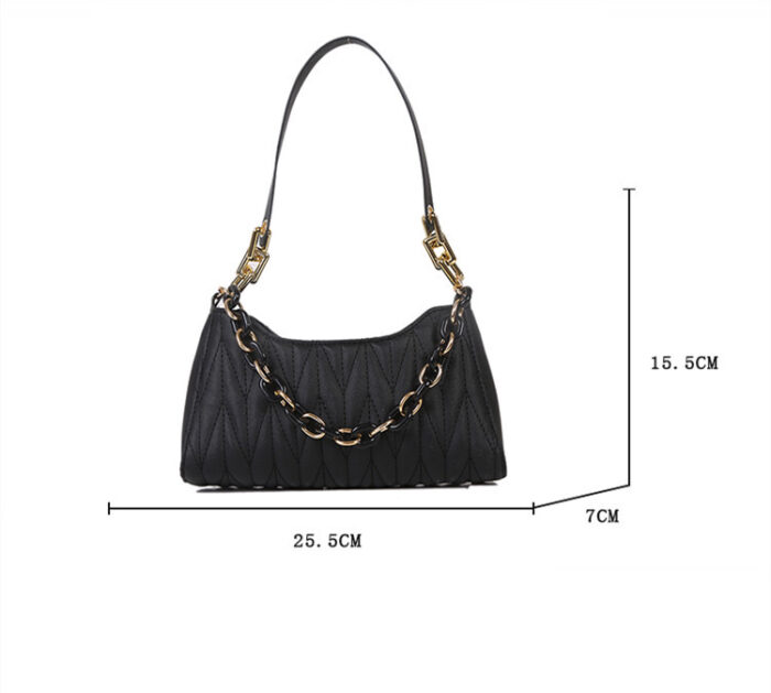 Pleated Baguette Underarm Stylish Chain Shoulder Bag - Image 2