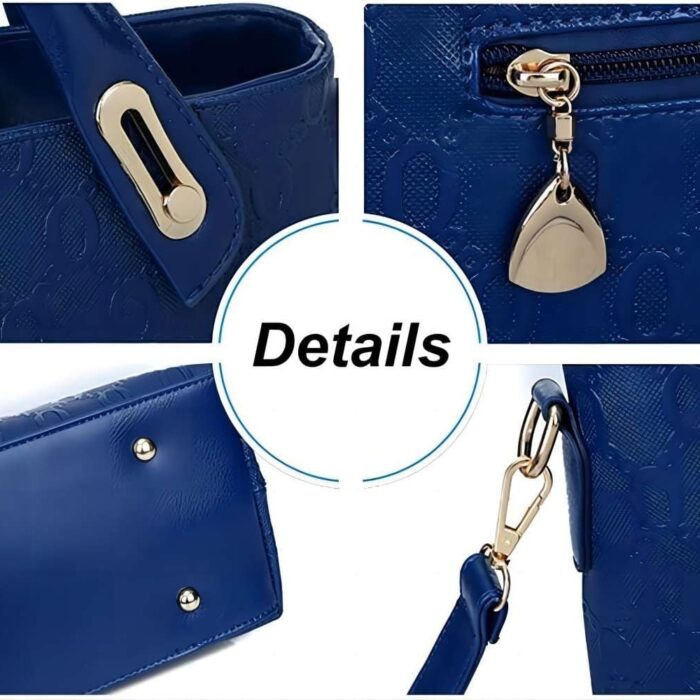 Women 4Pcs Top Handle Satchel Hobo PU Leather Handbag Set Large Tote Purse  Shoulder Bag  Card Holder - Image 5