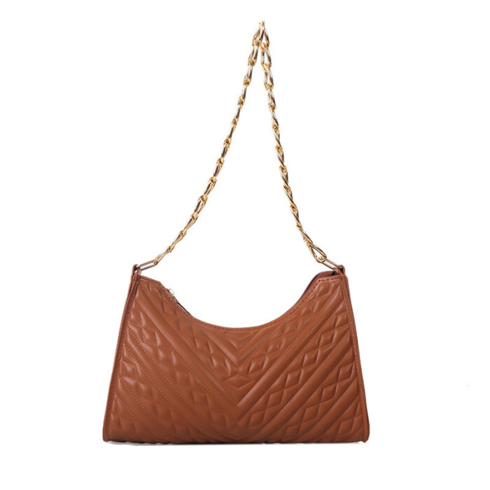 Pleated Chain Baguette Shoulder Underarm Bag - Image 5