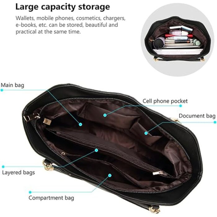 Women's Tote Bag Bags, Large Leather Shoulder Bag Purse Top Handle Hobo Handbag - Image 7