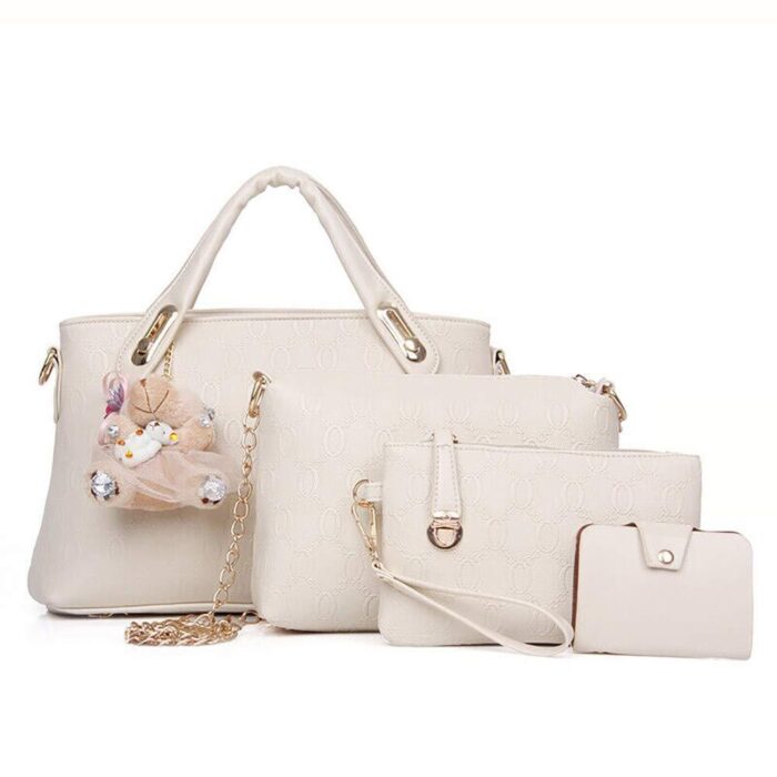 Women 4Pcs Top Handle Satchel Hobo PU Leather Handbag Set Large Tote Purse  Shoulder Bag  Card Holder - Image 6
