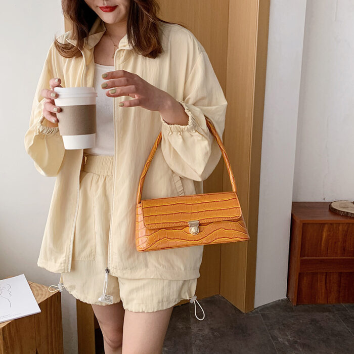 Stone pattern shoulder bag underarm baguette - Image 2