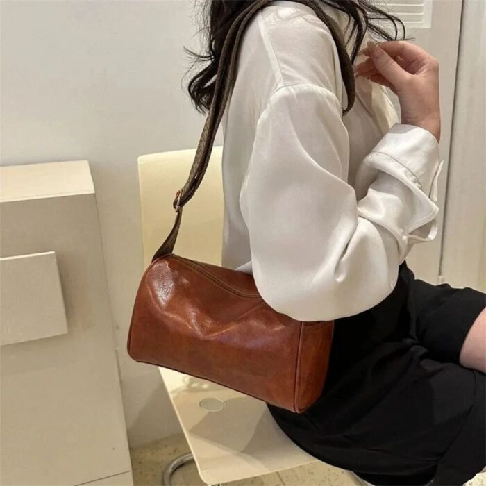Handbags For Women Shoulder Tote Work Bags Vintage PU Leather Boston Women Small Handbag And Purse Fashion Designer Crossbody Bag Female Casual Travel Pillow Shoulder Bag - Image 1