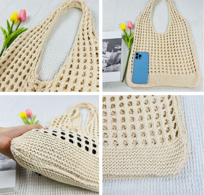 Tote Beach Knitted Hollow Bag - Image 7