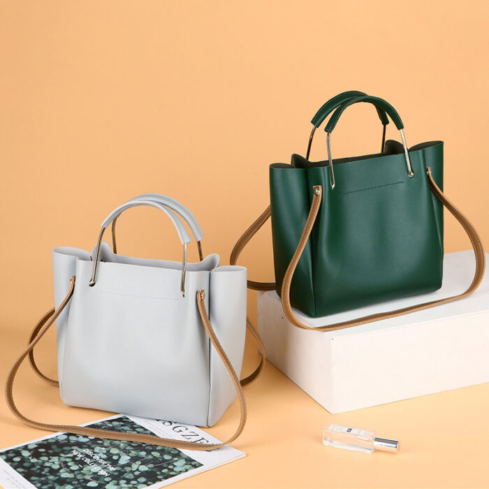 Bag Women Summer New Korean Pure Color Women's Handbag Metal Handle Leisure Shoulder Bag Women's Bag - Image 1