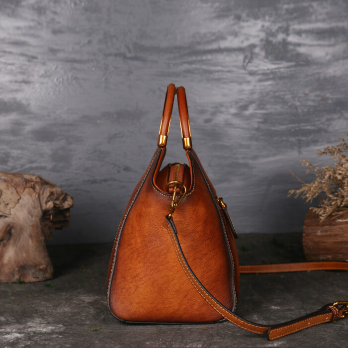 Genuine Embossed Leather Messenger Top Handle Bag Retro Handbag Totem Pattern High Quality Natural Skin Women Shoulder Tote Bags - Image 2
