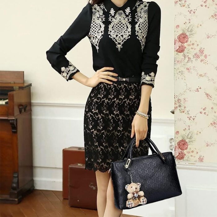 Women 4Pcs Top Handle Satchel Hobo PU Leather Handbag Set Large Tote Purse  Shoulder Bag  Card Holder - Image 7