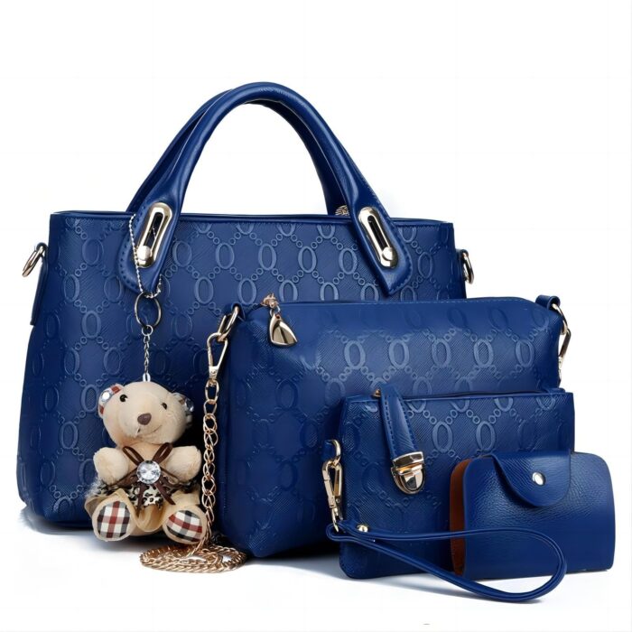 Women 4Pcs Top Handle Satchel Hobo PU Leather Handbag Set Large Tote Purse  Shoulder Bag  Card Holder - Image 1