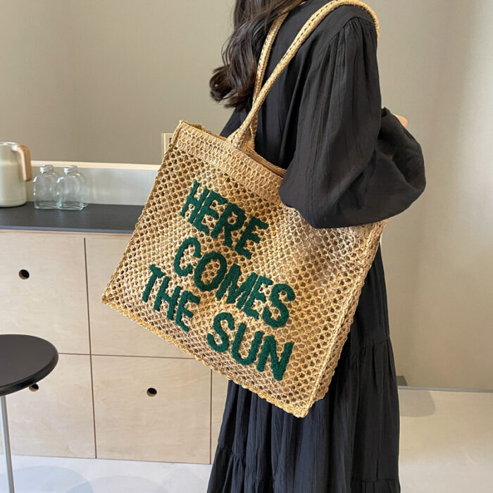 Weaving Hollow Tote Shoulder Bag - Image 1
