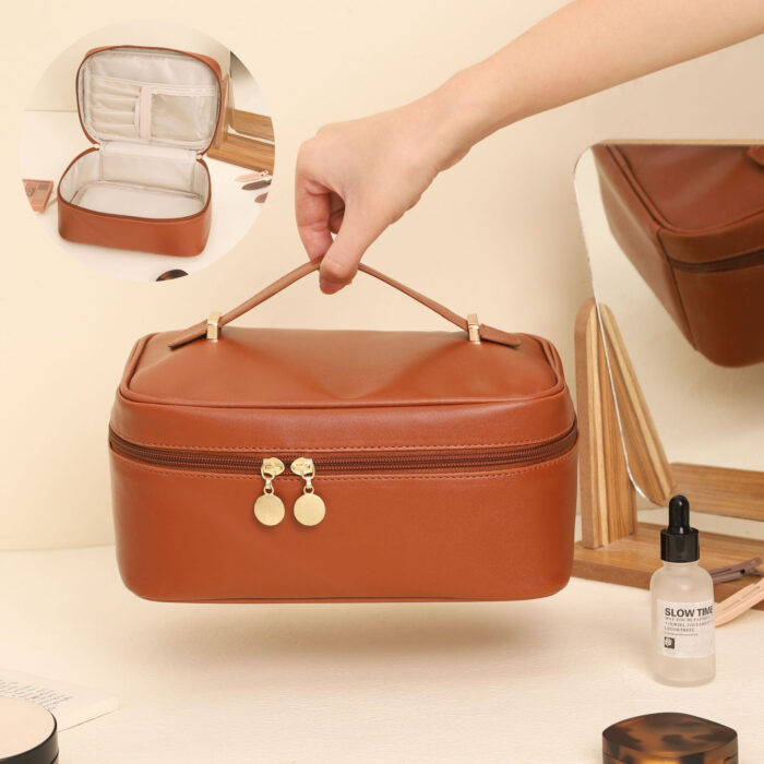 Handle-top Cosmetic Bag Ins Fashion Simple Square Handbag Toiletry Bags Travel High Capacity Portable Storage Make Up Bag - Image 1