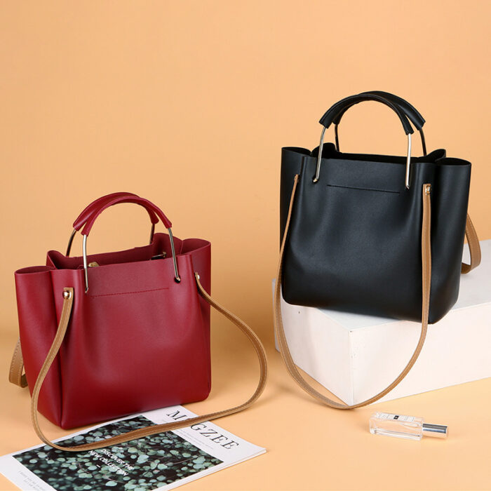 Bag Women Summer New Korean Pure Color Women's Handbag Metal Handle Leisure Shoulder Bag Women's Bag - Image 3