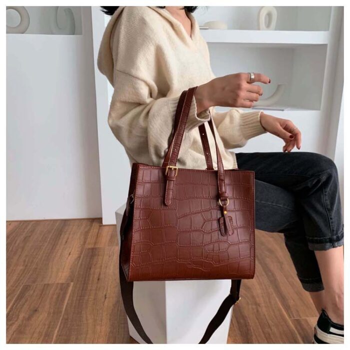 Stone pattern broadband tote bag - Image 7