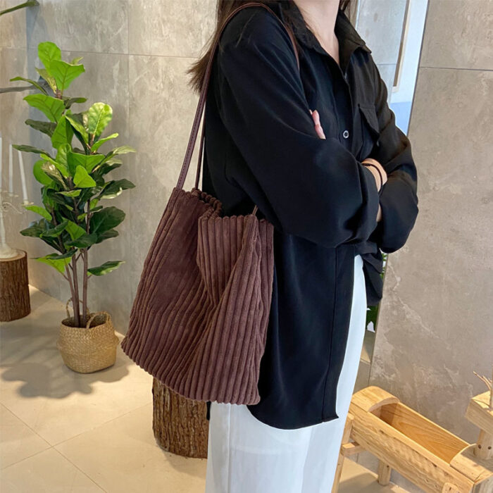 Casual Tote Bag Corduroy Bucket - Image 1
